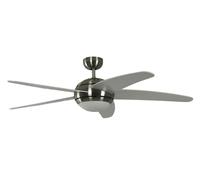 Ventilador De Techo Pepeo Melton Con Lámpara Níquel Blanco 132 Cm 5 Aspas