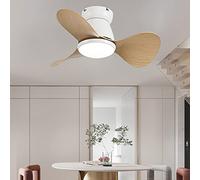 Ventilador De Techo Pequeño para Niños con App Y Mando A Distancia Diseño Moderno Luz De 3 Colores 6 Velocidades De Aire para Habitación Infantil Salón con Temporizador-White Wood Grain