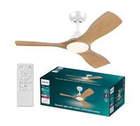Ventilador de techo Philips Olas, 3 aspas 42´, luz LED de 24W, motor DC, rango de temperatura de color (3000K-4300K-6500K) , modo verano/invierno, control remoto incluido, con seguridad IEC 60598