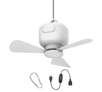 Ventilador De Techo Portátil | Ventilador Refrigerante Colgado | Ventilador de Techo USB 3 Ajustable para Porche, Tienda, Autocaravana, Pérgola, Exterior, Mirador, Habitación, Terraza