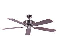 Ventilador de techo Potkuri de plata envejecida con aspas reversibles nogal/nuez con incrustación de ratán, 132cm por Pepeo
