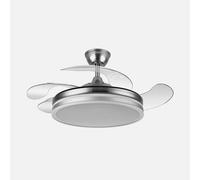 Ventilador de techo retráctil Bayomo 59w 6980lm Níquel 4 Aspas Desplegables 34,5/42x50/107 D. 3 Colores DC. remoto+Regulación de Intensidad