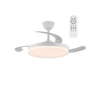 wonderlamp - Ventilador de techo con aspas retráctiles, Ventilador de techo con luz y mando LED 45W Verno M Eco CCT Dim