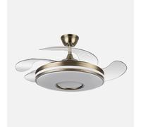 Ventilador de techo retráctil Dani 59w 6980lm Cuero 4 Aspas Desplegables 106d 3000-4200-6500k Remoto, Regulación de Intensidad, Memoria Y Temporizador 24