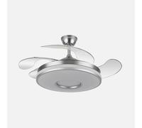 Ventilador de techo retráctil Dani 59w 6980lm Níquel 4 Aspas Desplegables 6 Velocidades 106d 3000-4200-6500k Remoto, Regulación de Intensidad, Memoria Y Temporizador