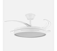 Ventilador de techo retráctil DC 59w Micenas Blanco 4 Aspas Transparentes 106d 6 Velocidades 6980lm 3 Colores Control remoto, Regulación de intensidad, Memoria Y Temporizador 26
