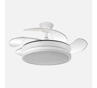 Ventilador de techo retráctil DC Bayomo Blanco 59w 6980lm 91d 4 aspas desplegables 3000-4000-6000k Remoto, Regulable Intensidad, Temporizador, Memoria