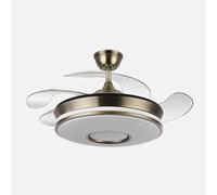 Ventilador de techo retráctil DC Dani 59w 6980lm Cuero 4 aspas 6 velocidades 91d 3000-4000-6000k Remoto+regulación de intensidad+memori temporizador