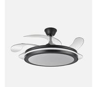 Ventilador de techo retráctil DC Esparta Maxi 80w 10255lm Negro 132d 5 aspas 3000-4000-6000k Control Remoto+temporizador+memoria