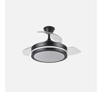Ventilador de techo retráctil DC Esparta Pequeño 44w 5182lm Negro 72d 3 aspas 3000-4000-6000k Remoto + temporizador + memoria