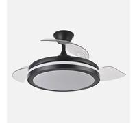 Ventilador de techo retráctil DC Esparta Plus 59w 6980lm Negro 107d 3aspas 3000-4000-6000k Control Remoto+ Temporizador+ Memoria