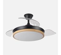 Ventilador de techo retráctil DC Evros Negro/hay 59w 6980lm 91d 3aspas 3000-4000-6000k Remoto, Regulable Intensidad, Temporizador, Memoria