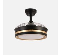 Ventilador de techo retráctil DC Viper Negro/oro 48w 3 aspas 91d 4800lm 6 velocidades 3000k,4500k,6000k, Control Remot0 + temporizador + memoria
