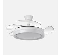 Ventilador de techo retráctil DC Zenit Blanco 59w 4 aspas desplegables 107d 6980lm 6 velocidades 3000k,4000k,6000k Control Remoto+regulación de intensidad+temporizador+memoria
