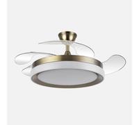 Ventilador de techo retráctil DC Zenit Cuero 59w 4 aspas Desplegables 107d 6980lm 6 velocidades 3000k,4000k,6000k, Remoto + regulación de intensidad + temporizador + memoria