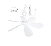 Ventilador de Techo Silencioso de 6 Hojas con Alimentación USB, 4 Velocidades, para Cama de Camping, Dormitorio o Tienda de Campaña. Nuevo.