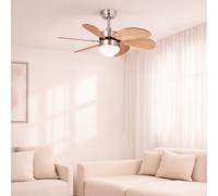 TECHBREY Ventilador de Techo Orion con Plafón LED y Mando a Distancia, 6 Velocidades, Temporizador, Silencioso, Color Madera 81cm Motor DC 6 Aspas Sistema Reverse Air Dual, Modos Verano e Invierno