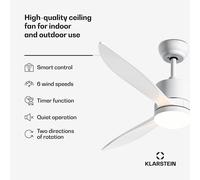 Ventilador de techo SkyBreeze Smart | Interior y exterior | Control inteligente | IP44 | 40 dB Klarstein