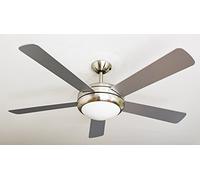 AireRyder 2 Ventilador de Techo Ursa con iluminación y Control Remoto, Estructura de níquel Satinado, Color de Las aspas Plata/Nogal, 132 cm, 75 W, 132 x 132 x 43 cm