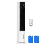 HOMCOM Ventilador de Torre Oscilante Humidificador Control Remoto 3 Velocidades Modos Temporizador 12h 33x26x105 cm Blanco Negro Aosom España