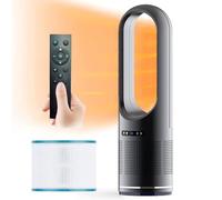 Ventilador De Torre Moderno De Aire Caliente Y Frío con Filtro, Ventilador De Pie Grande para El Hogar Sin Aspas, Calentador De 2000 W, 8 Velocidades, Temporizador De 8 Horas, Pantalla LED,Negro