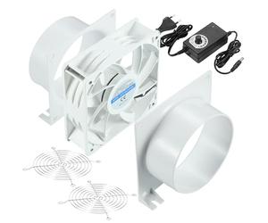 Ventilador de tubo DC12V, ventilador de extracción de 12V ⌀100mm ventilador axial con regulador 0~100%, adaptador de conducto, mallas para láser 3D, cabina de pintura, carpa de cultivo DIY