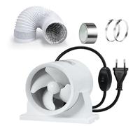Ventilador de tubo de 100 mm con canal de alta y baja velocidad regulable + manguera de canal + kit de cinta adhesiva para baño, inodoro, cocina, invernadero, tienda de campaña, garaje