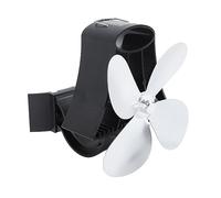 Ventilador de tubo de estufa, ventilador de estufa silencioso alimentado por calor con 4 cuchillas, instalación magnética termoeléctrica para estufa de queroseno (plateado)