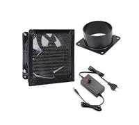 Ventilador de tubo en línea de 80 mm, 4500 rpm DC12 V, doble rodamiento de bolas, kit de ventilador para láser 3D, cabina de color (controlador de pantalla LED, brida de canal de 75 mm, malla)