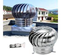 Ventilador de turbina de 110 mm de acero inoxidable 304, no requiere electricidad, para ventilación del ático, resistente a la lluvia, bajo ruido, giratorio, con abrazaderas, fácil instalación