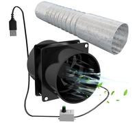Ventilador de ventilación, ventilador extractor portátil con manguera de conducto de 10 pies USB ajustable DIY extractor de humo potente 5 V 2 A escape de motor sin escobillas para cocina baño humo