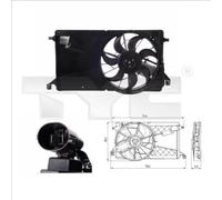 Ventilador del radiador 820-0001 TYC para MAZDA 3 3 Sedán