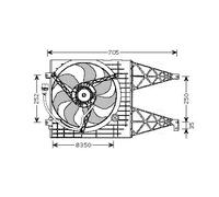 Ventilador del radiador VN7507 AVA QUALITY COOLING para VW POLO III GOLF IV POLO