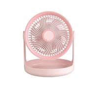 Ventilador eléctrico de escritorio portátil compacto con base de almacenamiento Ventilador recargable USB ajustable de 3 velocidades para dormitorios, oficinas, viajes, refrigeración personal de bajo