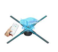 Ventilador holográfico 3D de 56 cm/22,1 Pulgadas, 672 Cuentas LED en 4 aspas, proyector con Tarjeta TF, aplicación y Control Remoto, Halloween Amplio ángulo de visión