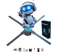 Ventilador holográfico 3D, resolución de 50,5 cm, 2000 x 1444 px, 592 piezas de cuentas LED HD, proyector de holograma, pantalla de publicidad, soporte de pantalla + audio Bluetooth + WiFi para