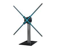 Ventilador holográfico 3D, Soporte de Escritorio con Ventilador holográfico 3D con Base de Vidrio Templado y Marco de aleación de Aluminio para Tienda, Halloween