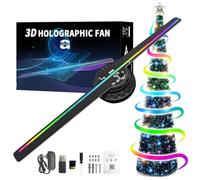 Ventilador holográfico LED, proyector de ventilador LED con holograma 3D, pantalla de holograma 3D montado en la pared