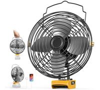 Ventilador inalámbrico de 8 pulgadas para DeWALT de 20 V, potentes ventiladores de refrigeración de 2 velocidades, ventiladores de batería portátiles con puerto de carga USB y tipo C para garaje