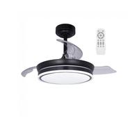 wonderlamp - Ventilador de techo silencioso, aspas plegables Perla Mini, Ventilador LED, Motor DC, 3 CCT Regulable 46W, Negro