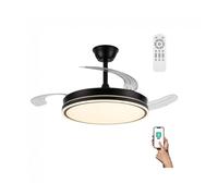 Ventilador led aspas retráctiles miso evo negro cct dim 72w marca wonderlamp