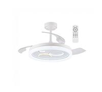 wonderlamp - Ventilador de techo con luz LED aspas retráctiles Raina Blanco 50W con 3 formas cirulares, CCT 3000-4000-6000K