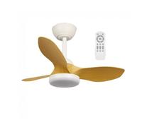 wonderlamp - Ventilador de techo pequeño ø 80cm LED Cavil Mini S Blanco+Madera, Intensidad de luz regulable con mando