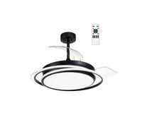 CRISTALRECORD Ventilador LED con aspas plegables Antila Negro 45W 4000 Lm CCT