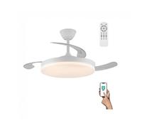 wonderlamp Ventilador de techo con aspas retrácil LED Covery Evo, Ventilador de techo con Luz y Smart con APP y Mando a distancia, 72W Memoria de encendido, 3 CCT, Intensidad Regulable, Silencioso