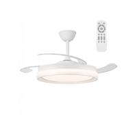 wonderlamp - Ventilador de techo con aspas retráctiles Nestera Eco Blanco, Ventilador de techo con luz y mando 45W CCT Dim 3000-4000 - 6000K