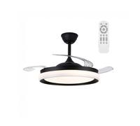 wonderlamp - Ventilador de techo con aspas retráctiles Nestera Eco Negro, Ventilador de techo con luz y mando 45W CCT Dim 3000-4000 - 6000K