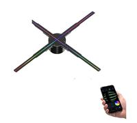 Ventilador LED Holograma 3D, Proyector Holográfico con Ventilador 3D, Luz LED con Logotipo Publicitario, Luz De Publicidad Remota, Lámpara con Logotipo para Comercial, Bar, Fiesta(PD42 Standard)