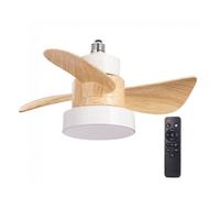 wonderlamp Bombilla con aspas LED Debu Casquillo E27, Ventilador bombilla 3 CCT, Intensidad Regulable 15W, Silencioso, Blanco+Madera