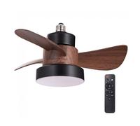 wonderlamp Bombilla con aspas LED Debu Casquillo E27, Ventilador bombilla 3 CCT, Intensidad Regulable 15W, Silencioso, Negro+Madera
